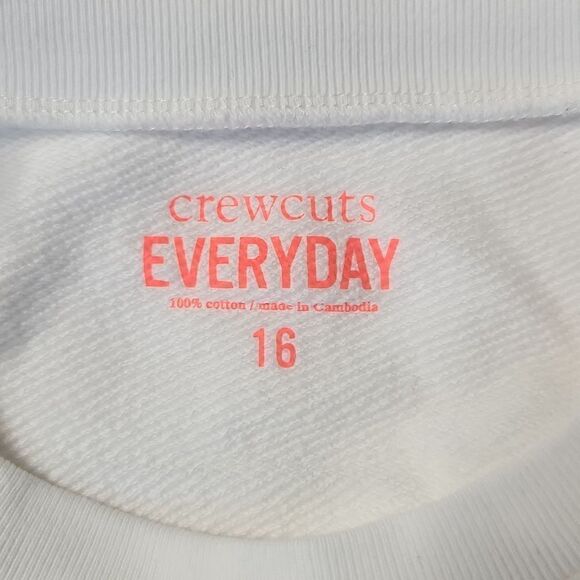 Crewcuts Everyday Girls Tween cozy white grahic pop color sweatshirt - Picture 3 of 9